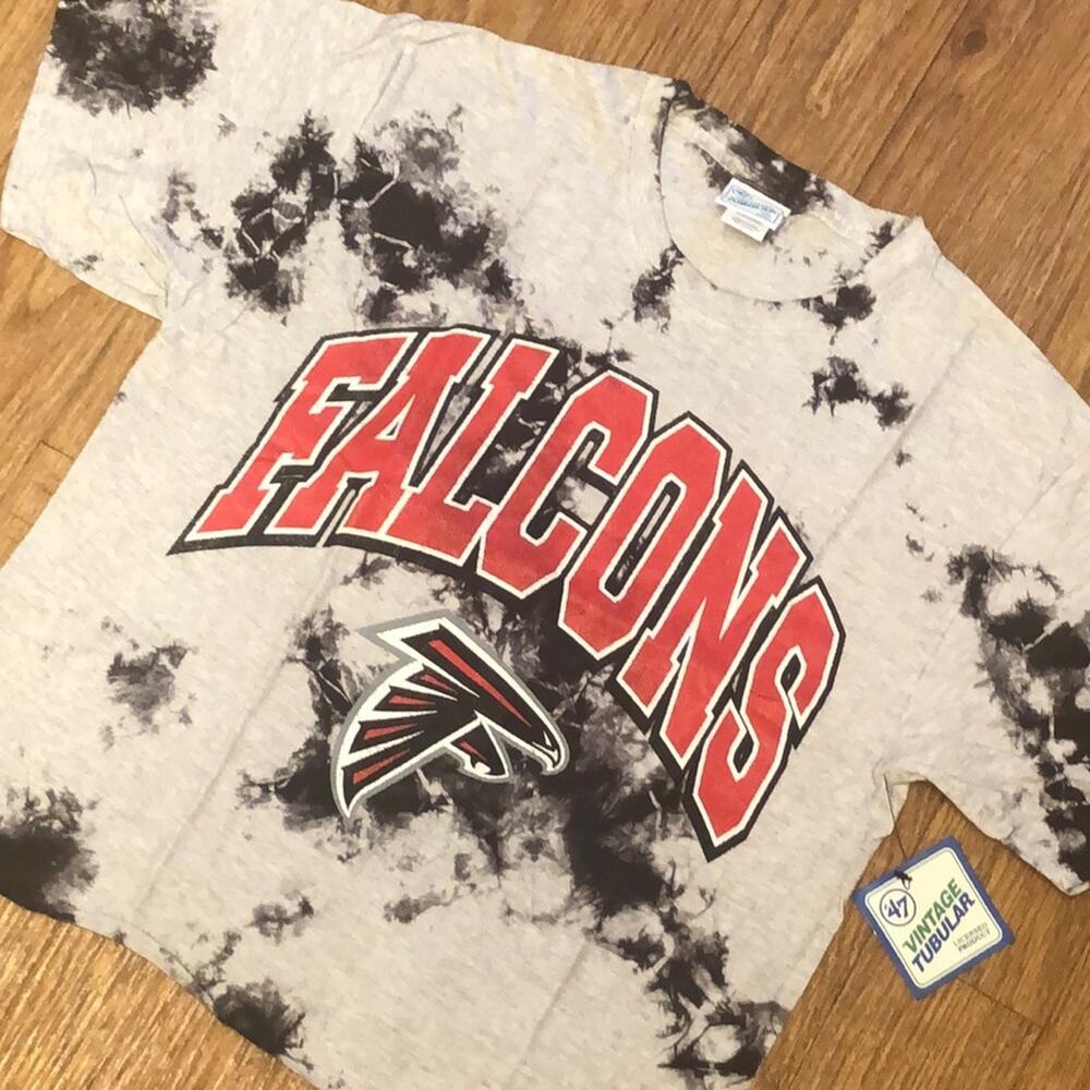 47 Brand Vintage Tubular Atlanta Falcons Tie Dye Cropped Shirt Size Medium